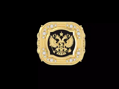 Signet   MEN Ring  with  Russian gerb  3D print model