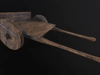 Medieval Wooden Cart Low-poly 3D model shop