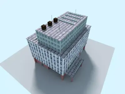 Building office on sky Low-poly 3D model