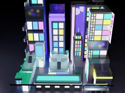 Neon City Free 3D model