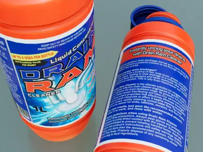 Drain Cleaner Bottle Low poly 3d model  Low-poly 3D model