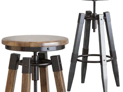 BY-lYJ Bar Stool Industrial Vintage Metal 3D model