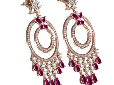 Antique Large Diamond Ring Pear Drop Earring 3D print model