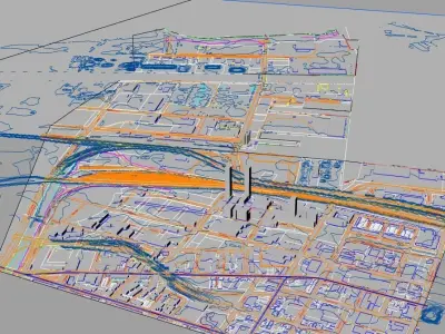 City Industrial Area and Massing Free 3D model