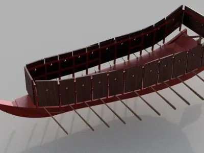 Sengoku period Samurai warship- Hayabune Low-poly 3D model