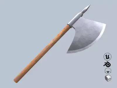Battle Axe Low-poly 3D model 35