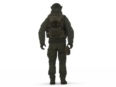 Tactical Special Forces Operator Realistic 3D Model Rigged Low-poly 3D model