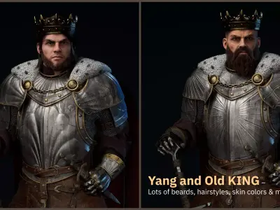 King warrior 3d lowpoly character Low-poly 3D model