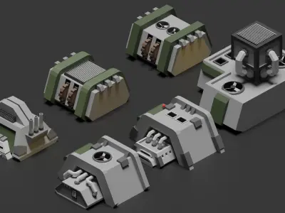 Low Poly Sci-Fi Barracks Low-poly 3D model