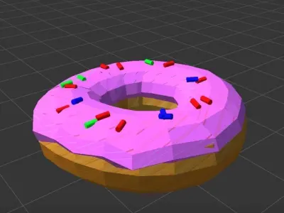 Donut with sprinkles Low-poly 3D model