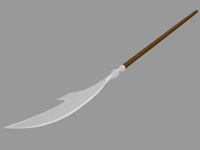 Naginata sword with wooden handle 3D model