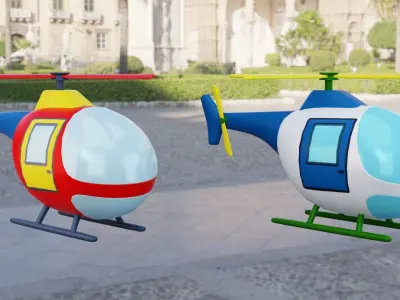 Cartoon Helicopter Low-poly 3D model get