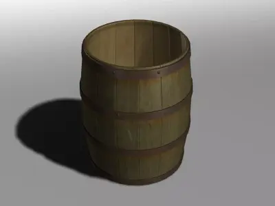 Wooden Barrel Low-poly 3D model 13