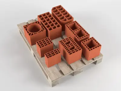 Wall Brich on pallet 3D model Low-poly 3D model