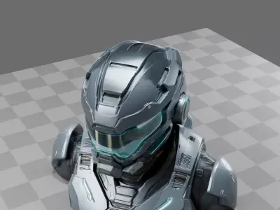 Futuristic Power Armor Helmet 3D model