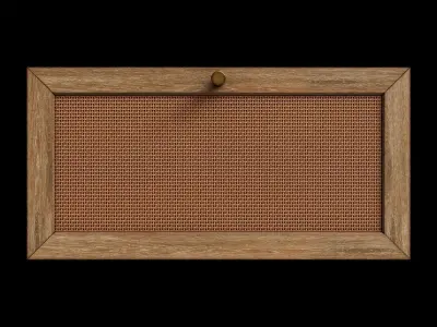 Natural Rattan Oak Effect Bedside Table 3D model