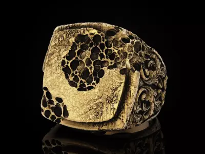 Ruinism Series Weathered Ancient Artifact Mens Ring 3D print model