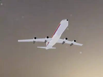 Fictional Quad Engine 1950s Jetliner DC-8-61 Inspired Low-poly 3D model