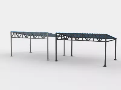 steel frame carport 04 3D model