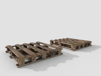 Pallet stack of pipes on Low-poly 3D model
