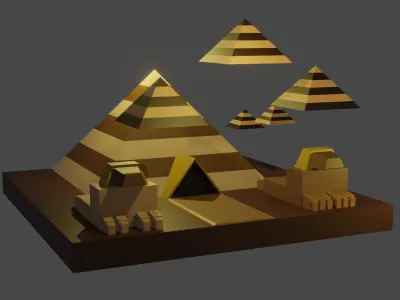 Future low poly floating pyramid Free low-poly 3D model