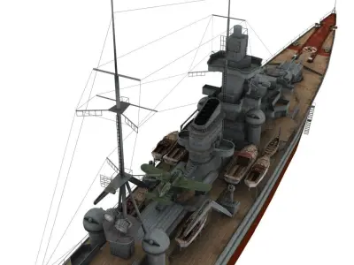 Prinz Eugen Cruiser Low-poly 3D model
