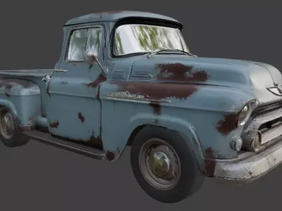Vintage Rusty Pickup Truck 3D Model 3D model 19