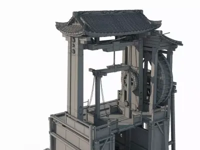 Ancient Asian Construction Hoisting Equipment 3D model
