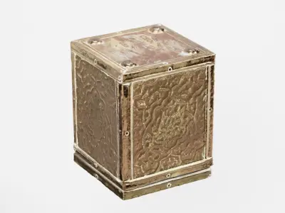 Brass Tea Box Engraved photogrammetry scan PBR 4K textures Low-poly 3D model
