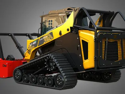 VT-100 Compact Track Loader with Forestry Package - Drum Mulcher 3D model