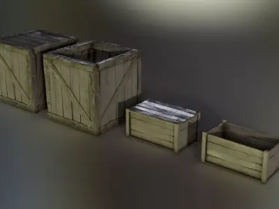 Wooden Crates Low-poly 3D model purchase