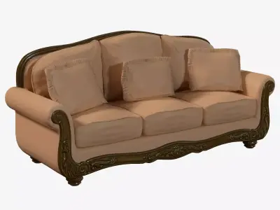 Old Fashioned Sofa model Low-poly 3D model