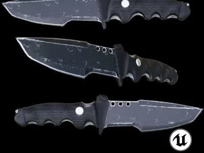 Hunting Knife Low-poly 3D model 5