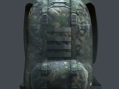 Backpack military combat Black baggage Low-poly Low-poly 3D model 9