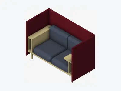 Sofa - Contemporary - Flame - Armrest Shelf - Left Work Shelf Low-poly 3D model