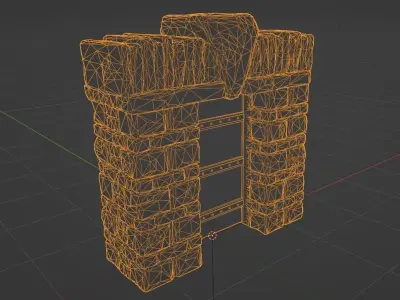 Medieval Door or Castle Gate Low-poly Rock Game-ready Model Low-poly 3D model
