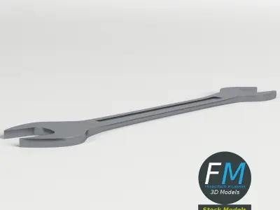 Open end chrome wrench 3D model