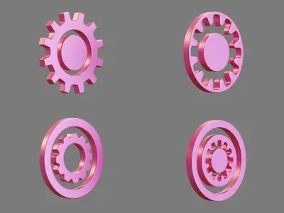 Gearwheel Icon Pack Base Mesh Subdivision Ready for Film Low-poly 3D model