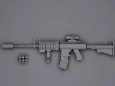 M416 Weapon Low-poly 3D model