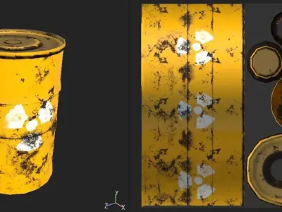 Barrel metal can with hole in it Free low-poly 3D model