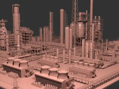 Mega Oil Refinery 3D model