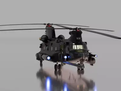 Military Heavy Transport Helicopter  Low-poly 3D model