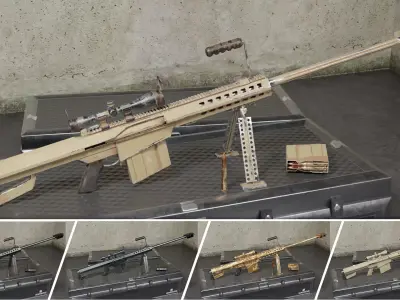 M82 Barrett Game Ready 5 Textures Low-poly 3D model Low-poly 3D model buy