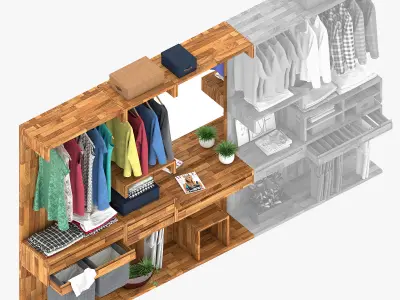 Wardrobe three part 1 3D model purchase