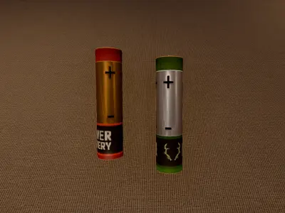 Retro Radio and Batteries - PBR Low-poly 3D model