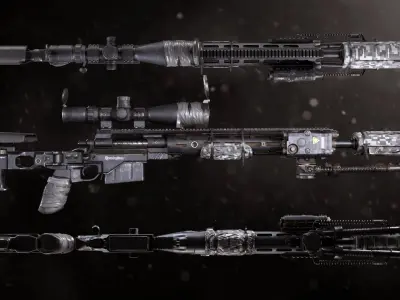 XM2010 Sniper Rifle - Mid Poly 3D model