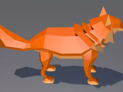 Lowpoly Wolf polygonal fox 3D model