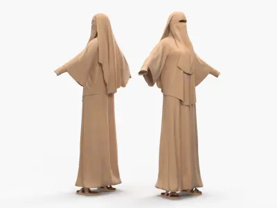  Traditional Niqab Abaya Outfit Beige 