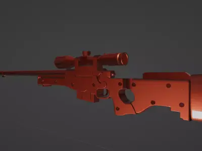 Low poly AWM Sniper Gun Low-poly 3D model