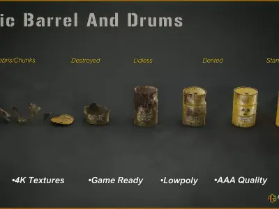 Toxic Barrel and Drums Pack Low-poly 3D model